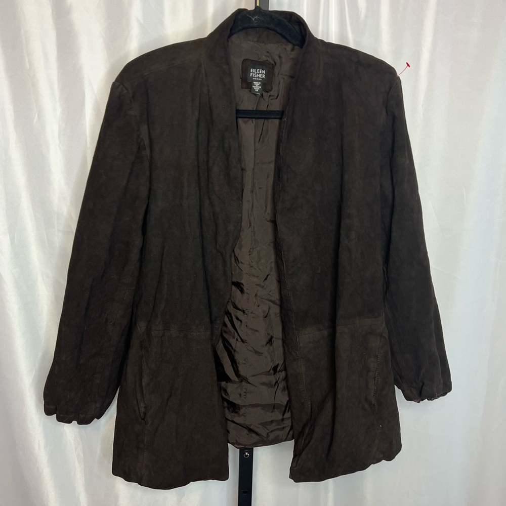 Eileen Fisher Open Front Goat Suede Jacket, size 1X
